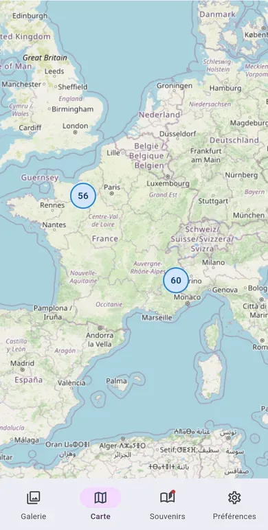 Screenshot of the Archibou Photos Map tab